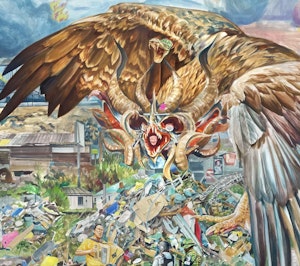 Placeholder for Alejandro Galván Las Estrellas me iluminan al revés 2022 Watercolor pencil and ink on wood 180 x 244 cm Image by Gert Jan van Rooij