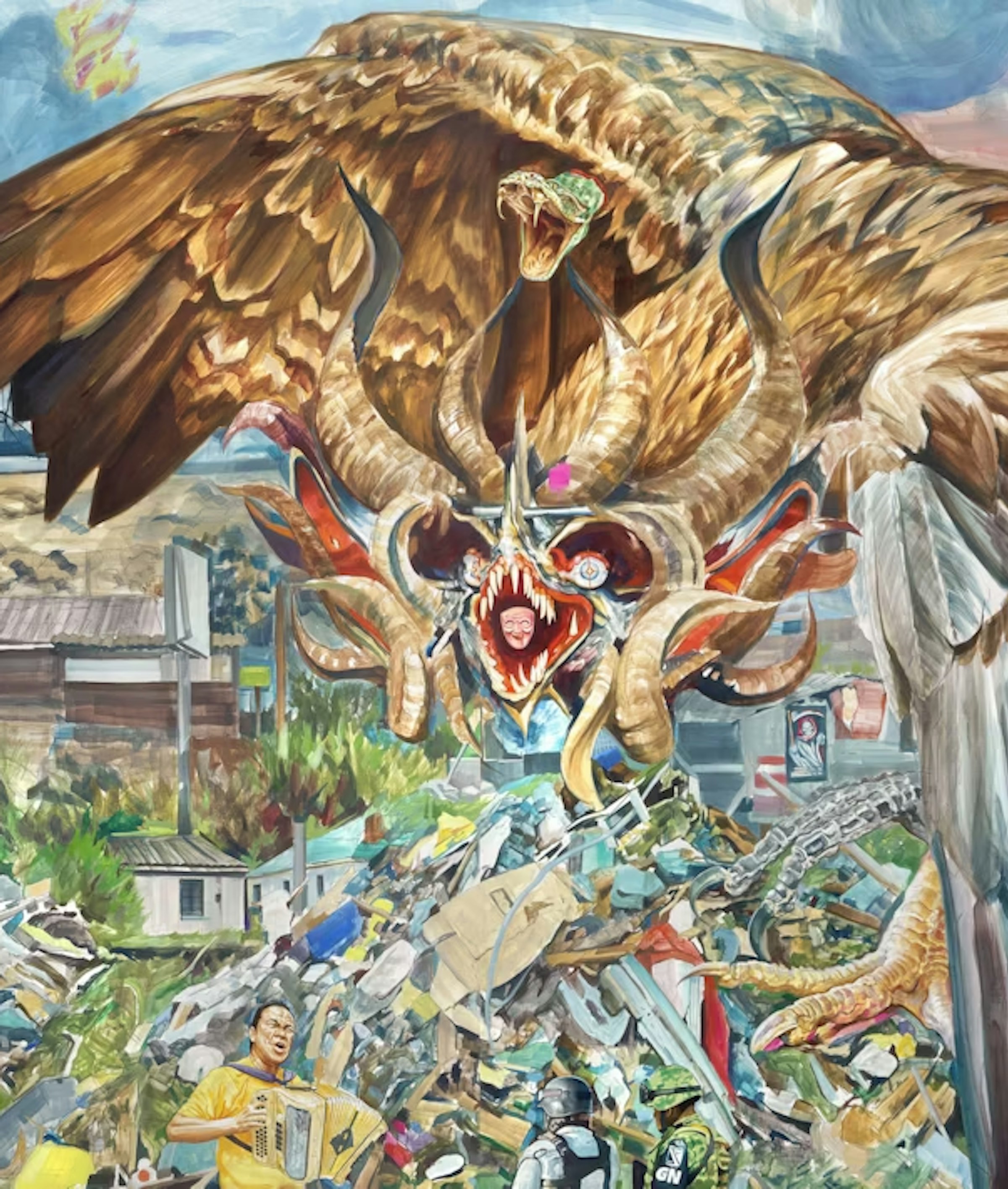 Alejandro Galván Las Estrellas me iluminan al revés 2022 Watercolor pencil and ink on wood 180 x 244 cm Image by Gert Jan van Rooij