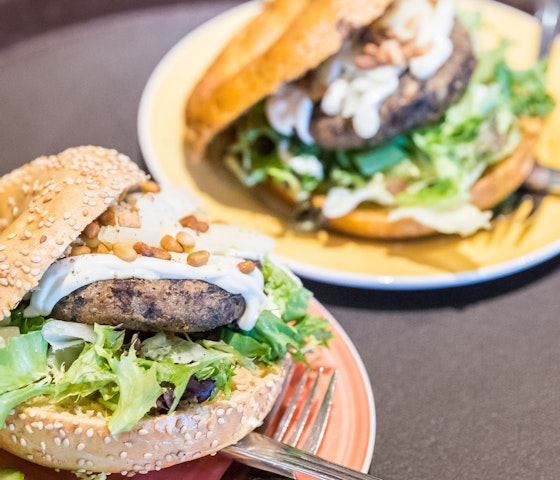 Winter lunch Bagels Beans